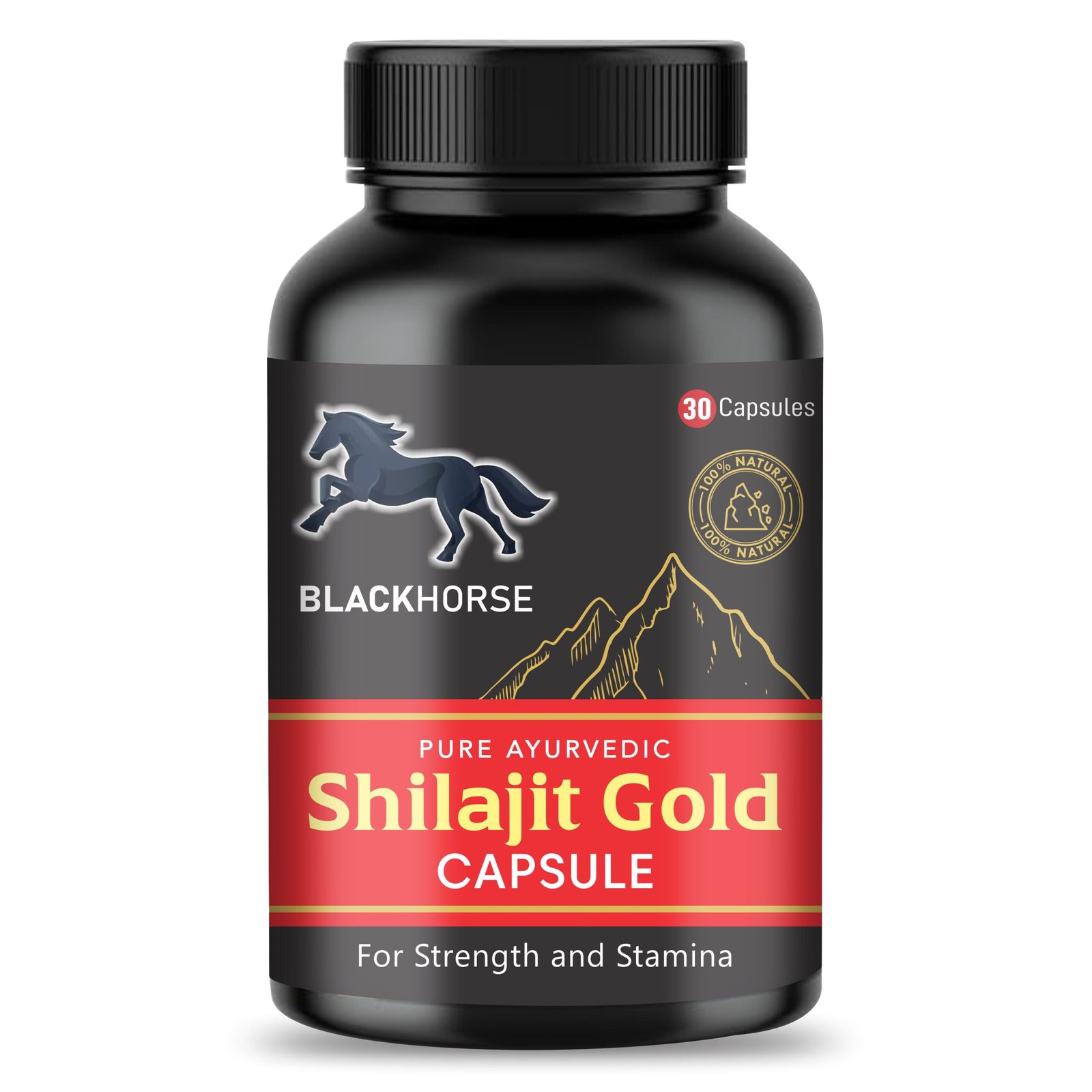 Blackhorse Shilajit Capsules 100% Ayurvedic Natural & Pure for Strength, Stamina & Vigor (30 Capsules)