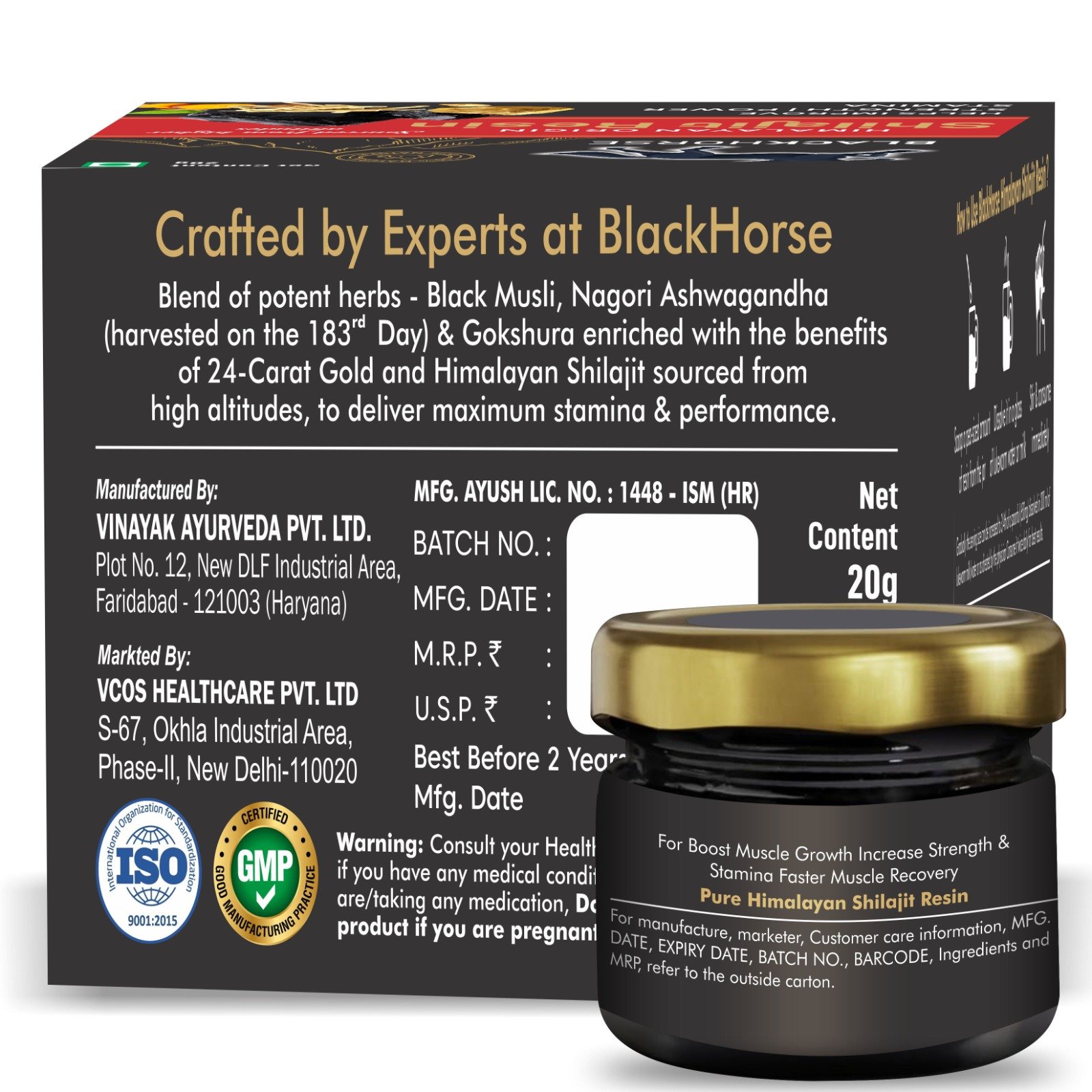 Blackhorse Shilajit Gold Resin | Boosts Stamina | Contains 24 Carat Gold | 100% Ayurvedic (20 g) - Image 6