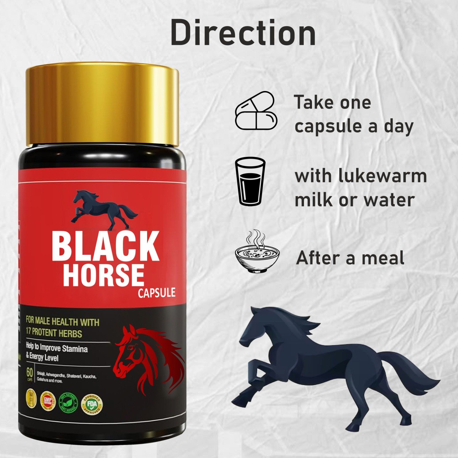 Black Horse Capsules - Ayurvedic Medicine For Improve Strength And Stamina - Image 5